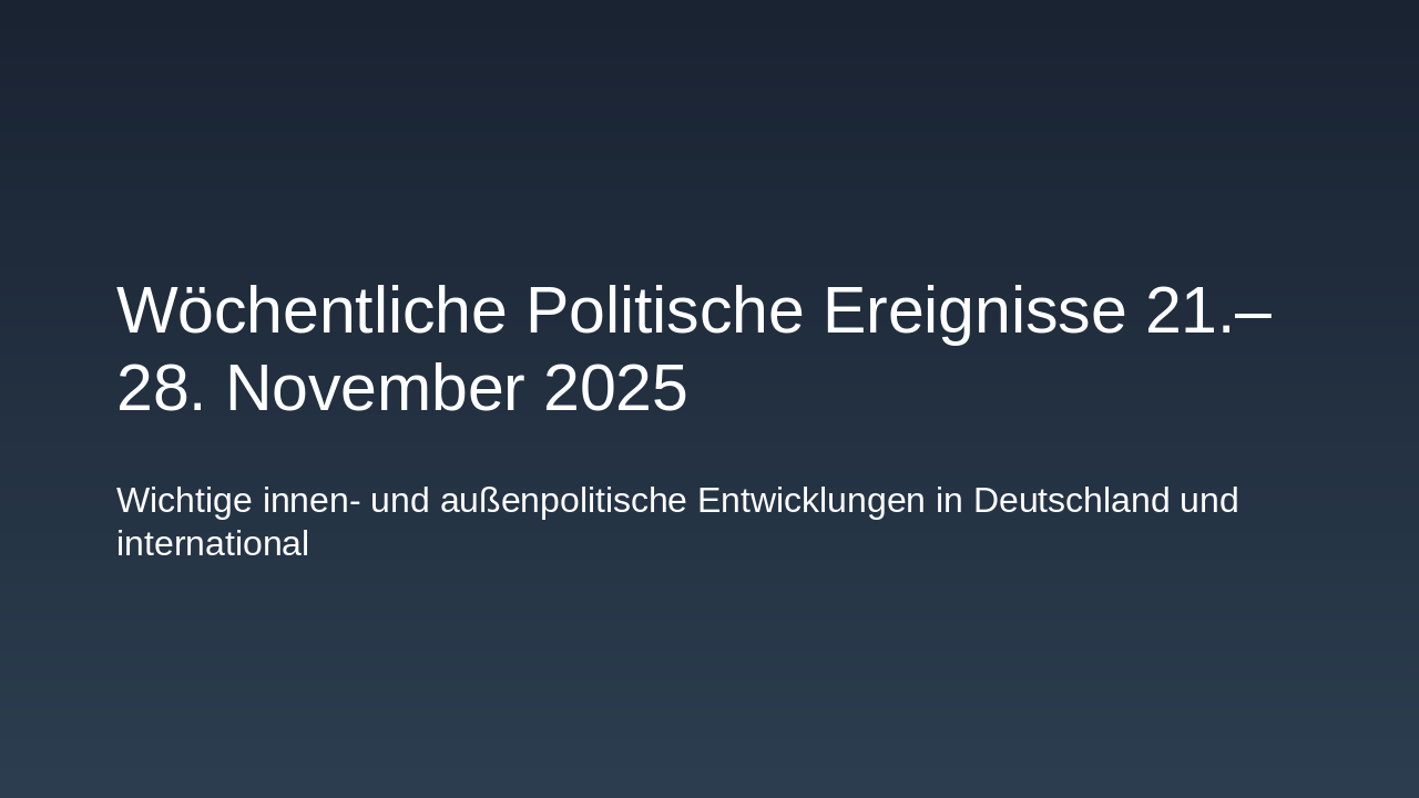 Politische Highlights 21.–28. Nov. 2025