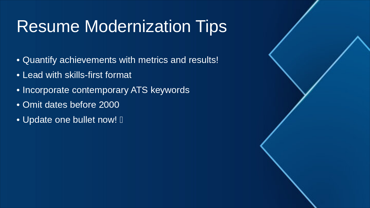Slide 12 - Resume Modernization Tips