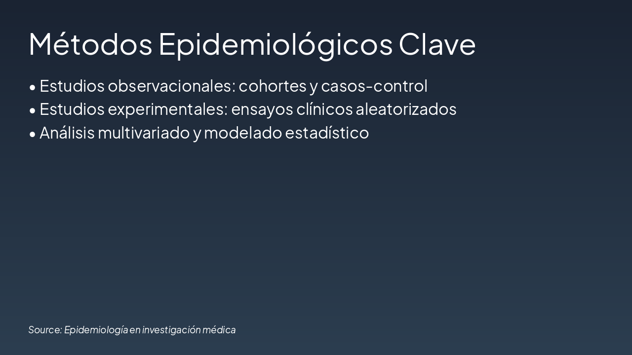Slide 4 - Métodos Epidemiológicos Clave