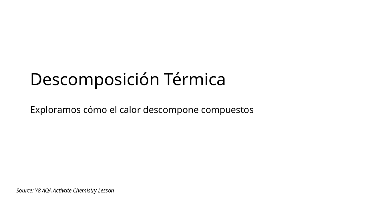 Thermal Decomposition Lesson (Y8 AQA)