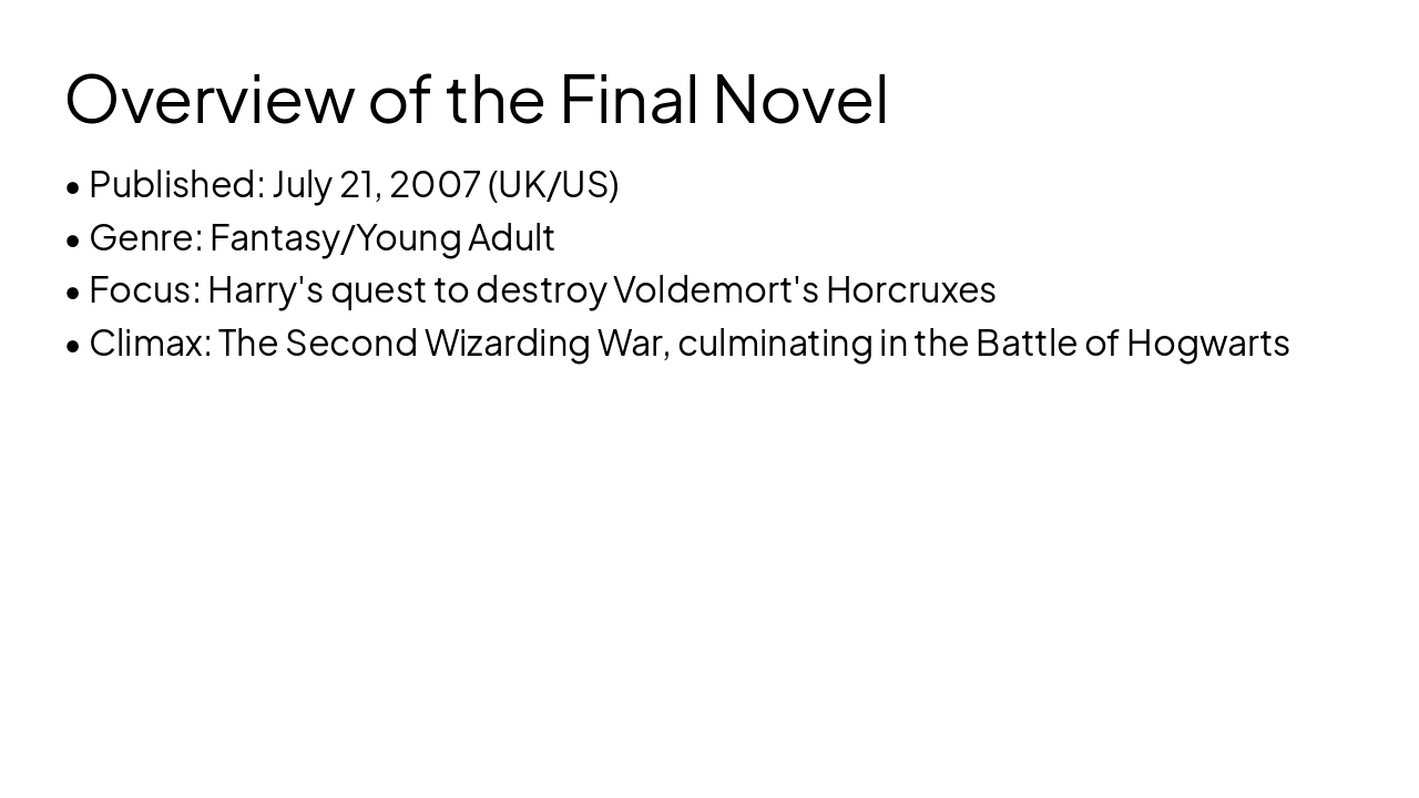 Slide 3 - Overview of the Final Novel