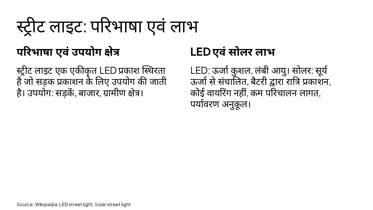 Slide 10 - स्ट्रीट लाइट: परिभाषा एवं लाभ