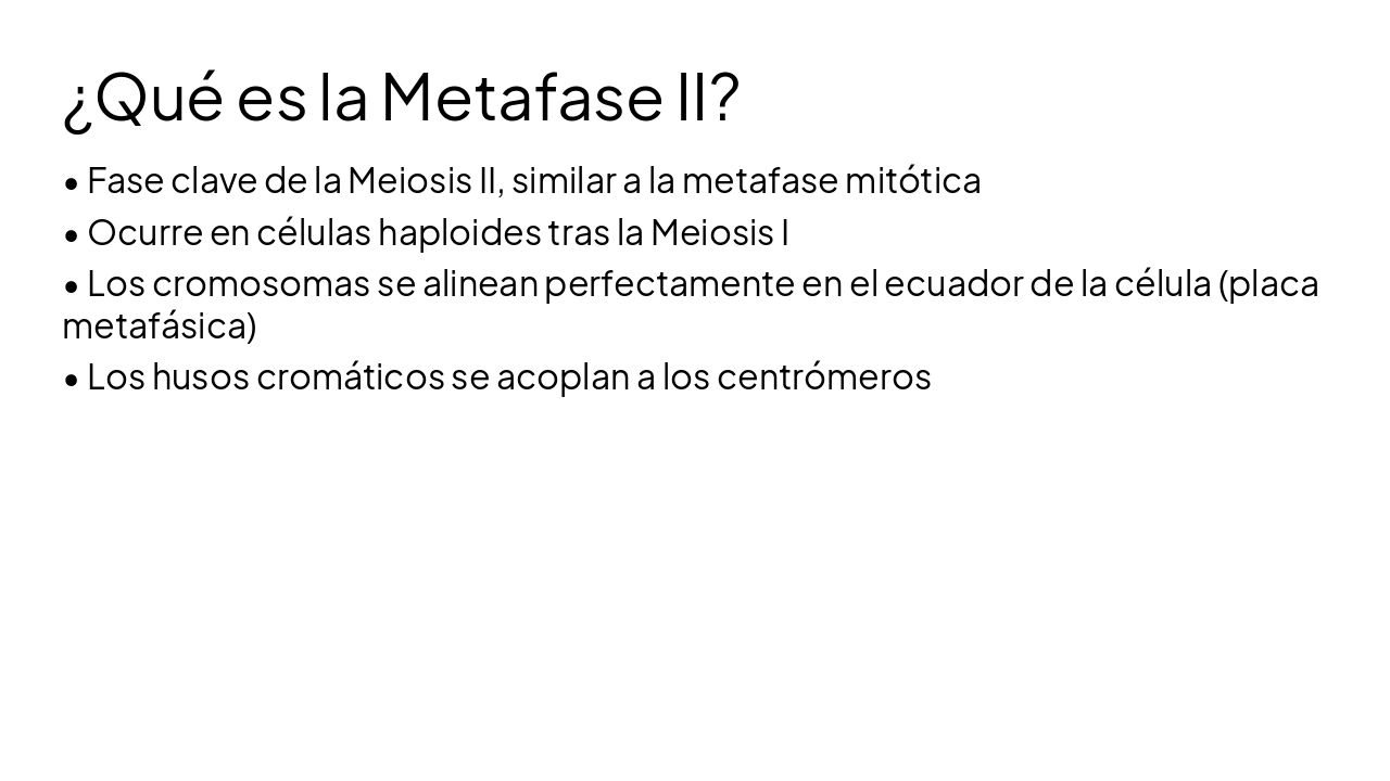 Slide 2 - ¿Qué es la Metafase II?