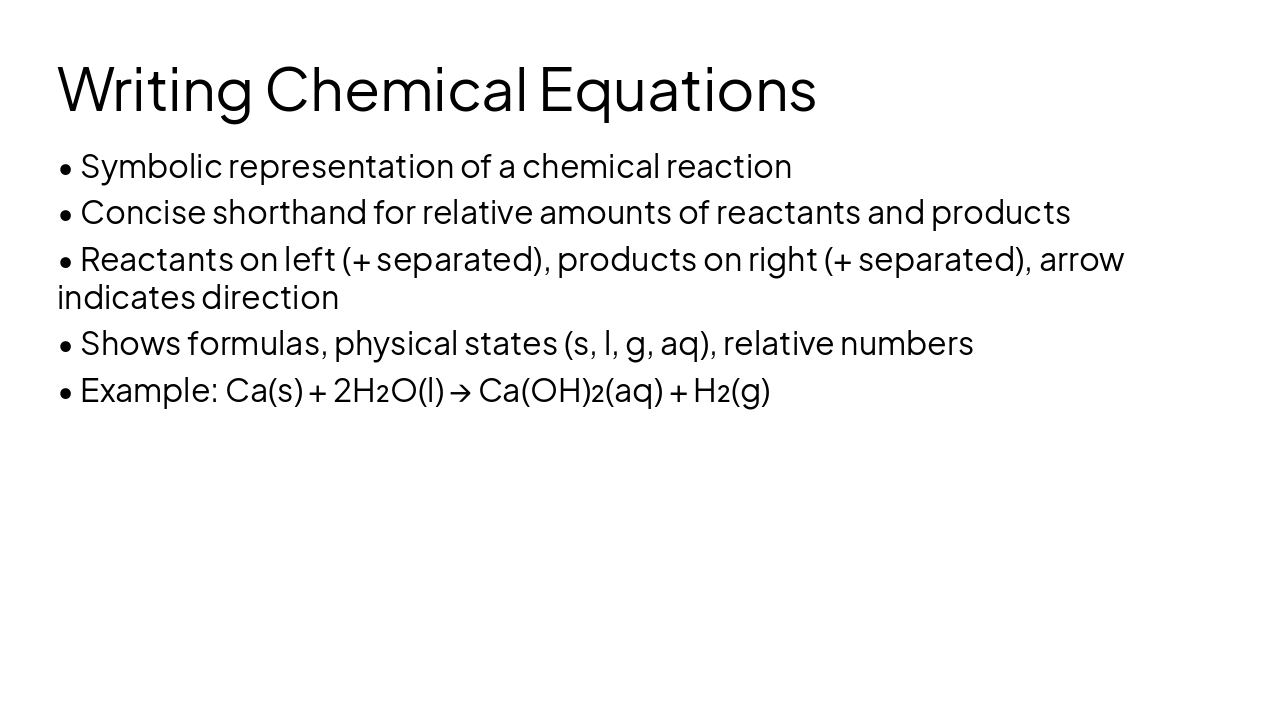 Slide 4 - Writing Chemical Equations