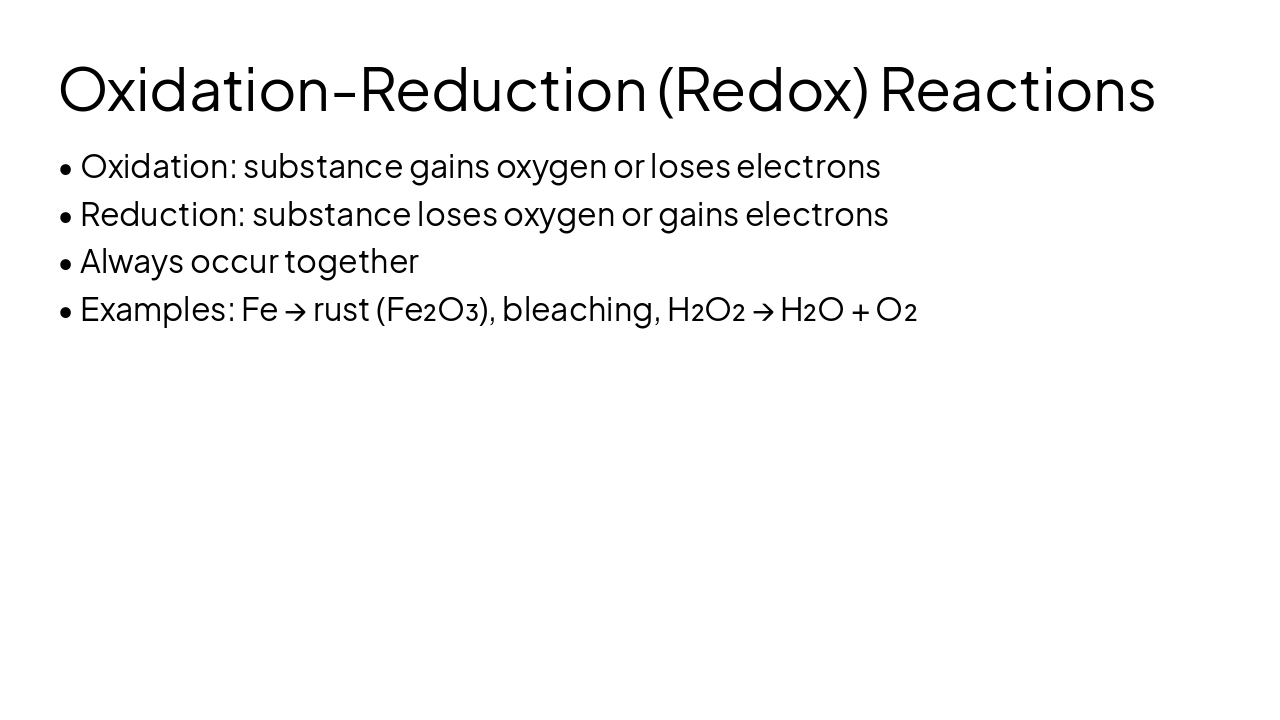 Slide 10 - Oxidation-Reduction (Redox) Reactions