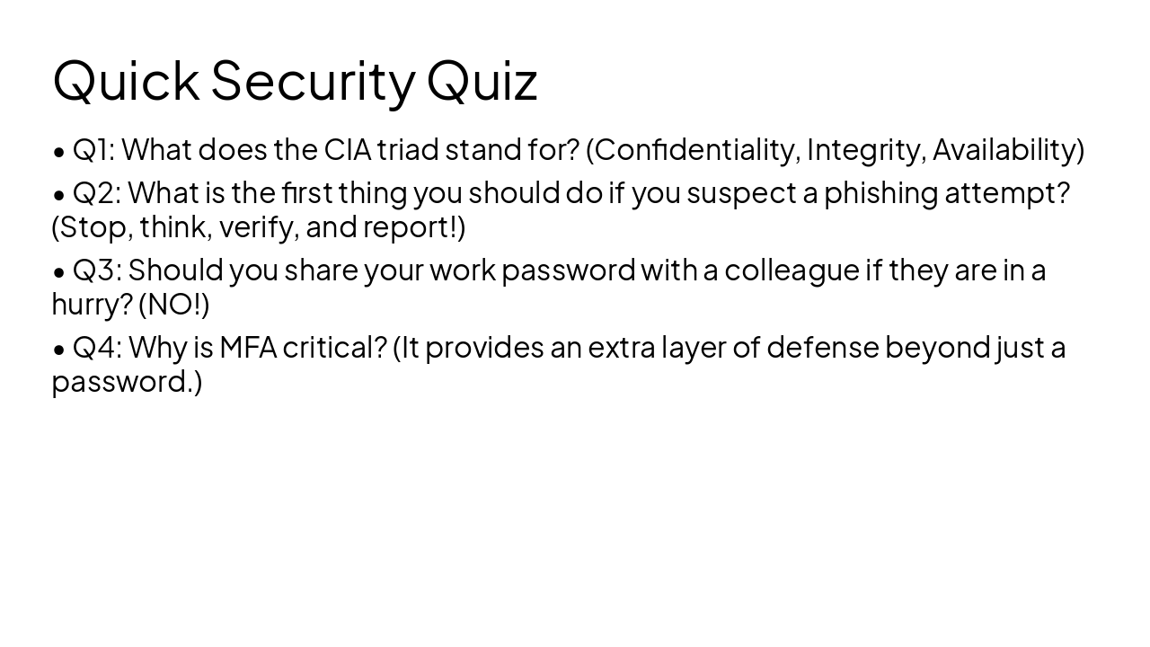 Slide 16 - Quick Security Quiz