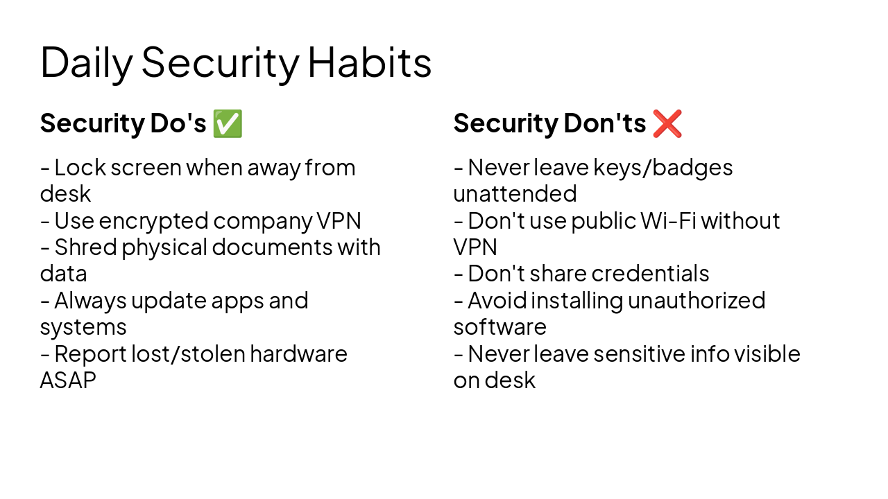 Slide 14 - Daily Security Habits