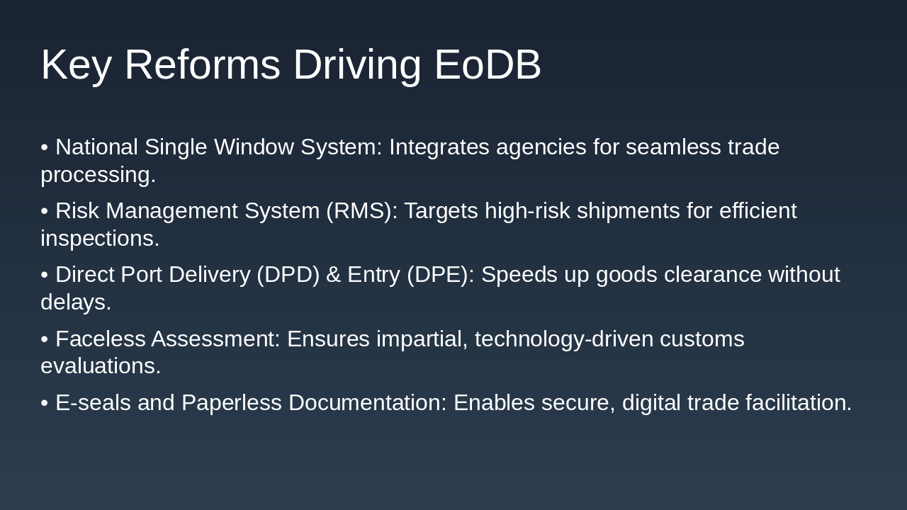 Slide 6 - Key Reforms Driving EoDB