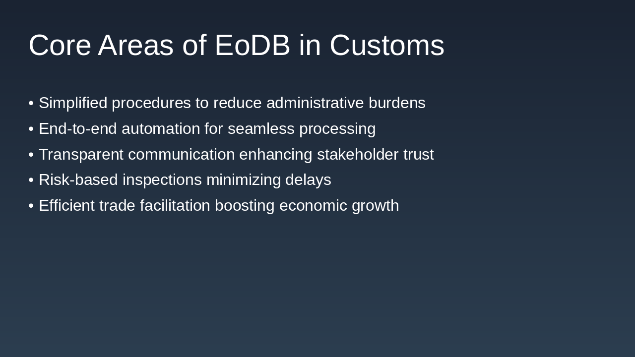 Slide 4 - Core Areas of EoDB in Customs