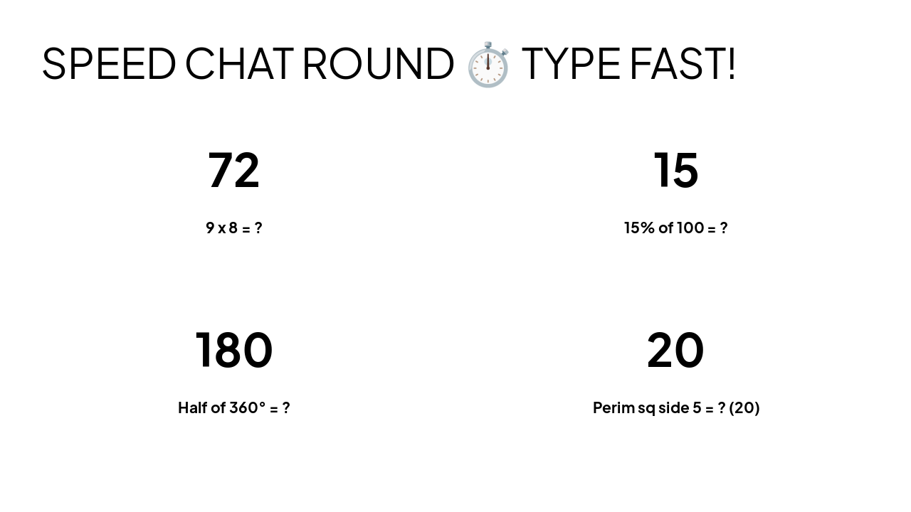 Slide 14 - SPEED CHAT ROUND โฑ๏ธ TYPE FAST!
