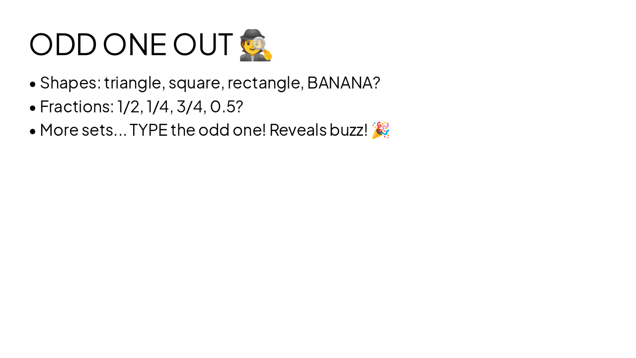 Slide 15 - ODD ONE OUT ๐ต๏ธ