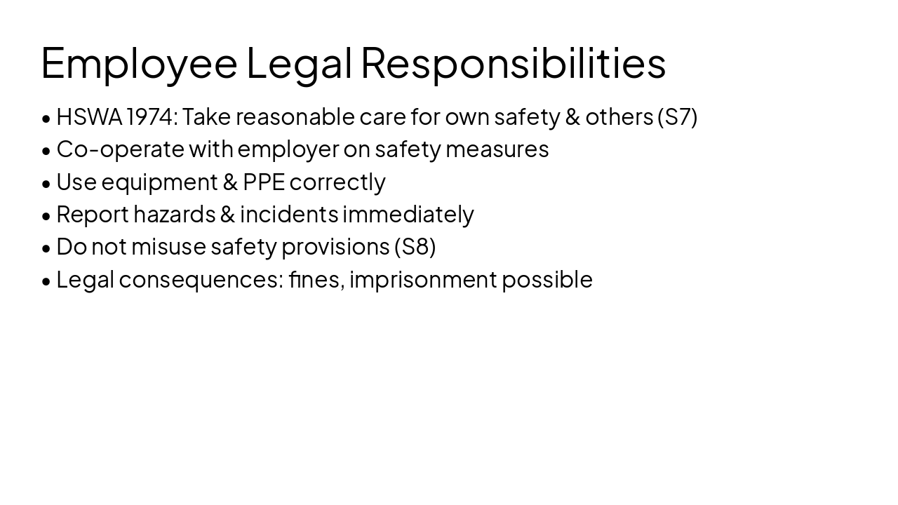 Slide 5 - Employee Legal Responsibilities