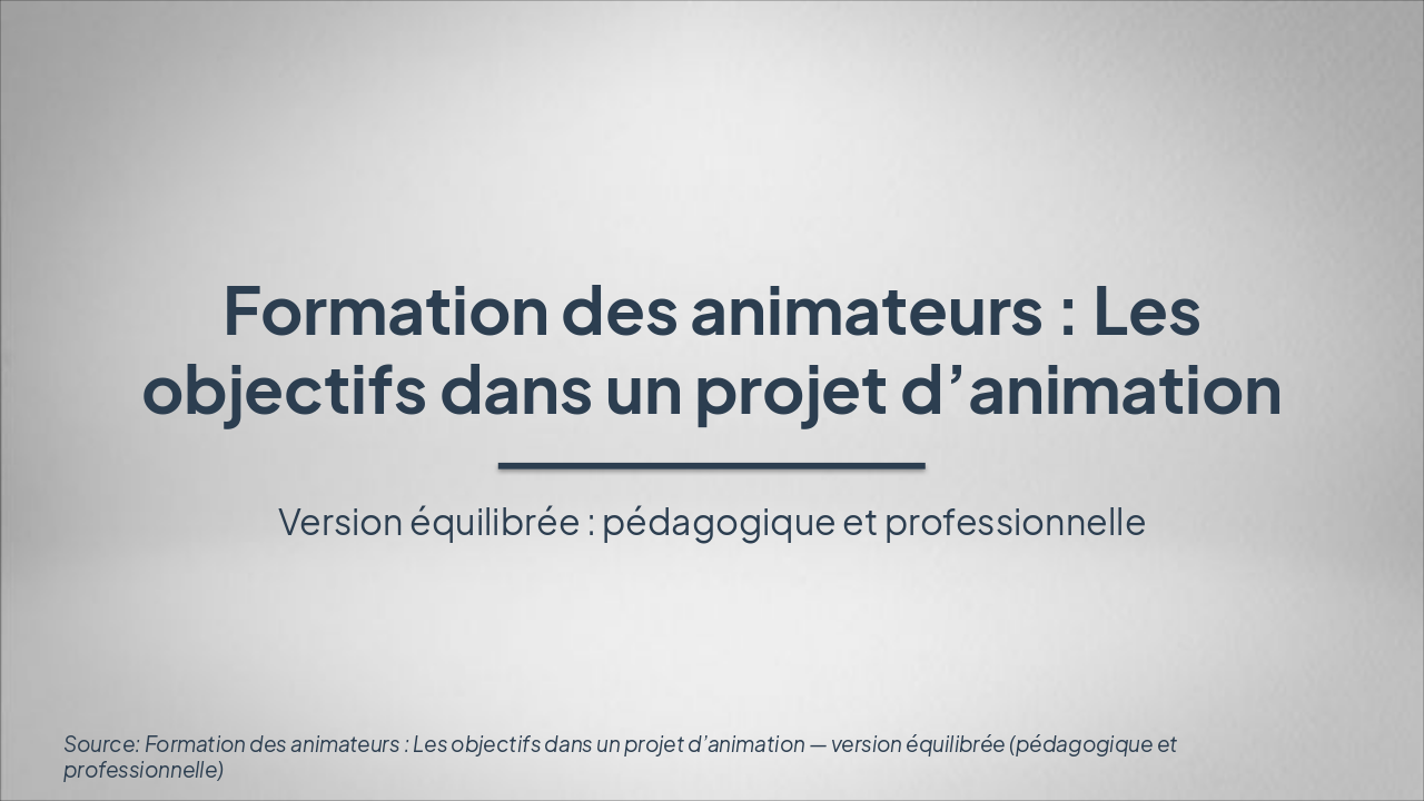 Objectifs SMART pour Projets d'Animation (38 chars)