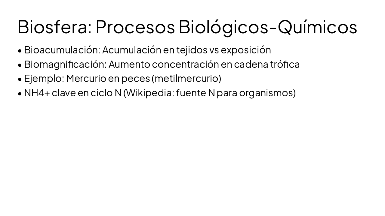 Slide 15 - Biosfera: Procesos Biológicos-Químicos