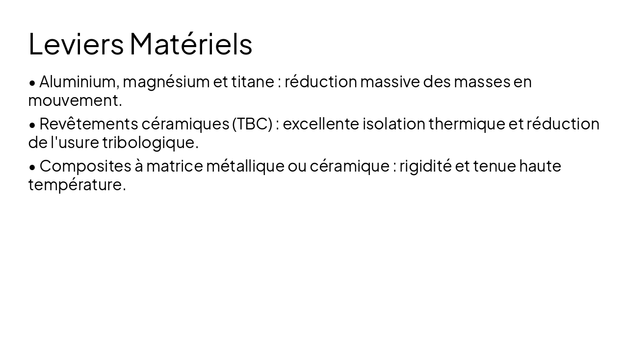 Slide 9 - Leviers Matériels