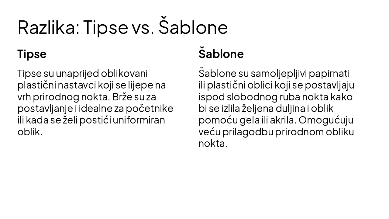 Slide 3 - Razlika: Tipse vs. Šablone