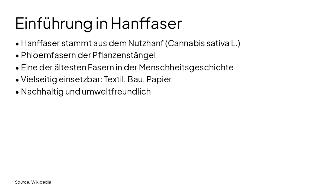 Slide 3 - Einführung in Hanffaser