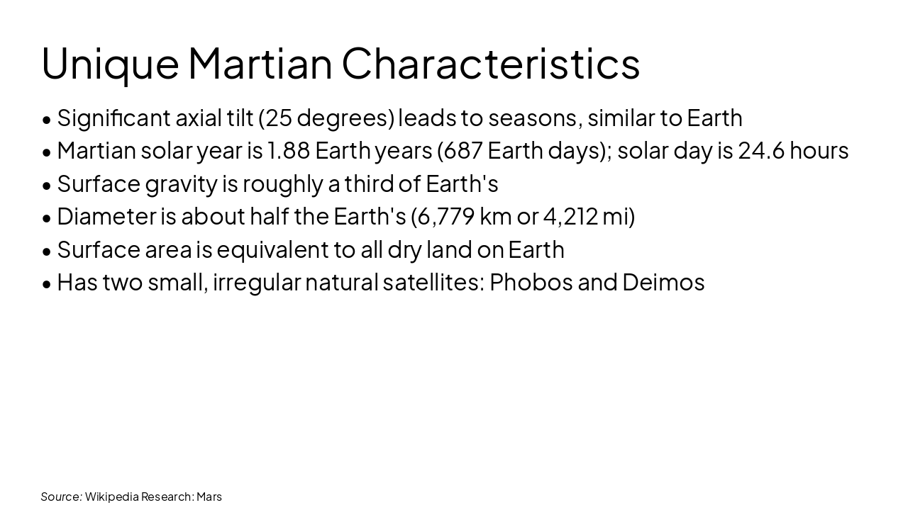 Slide 6 - Unique Martian Characteristics