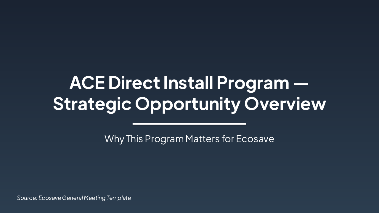 ACE DI: Ecosave's Growth Opportunity (34 chars)