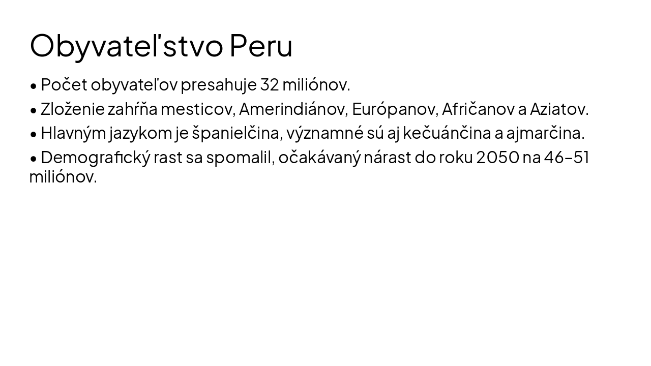 Slide 3 - Obyvateľstvo Peru