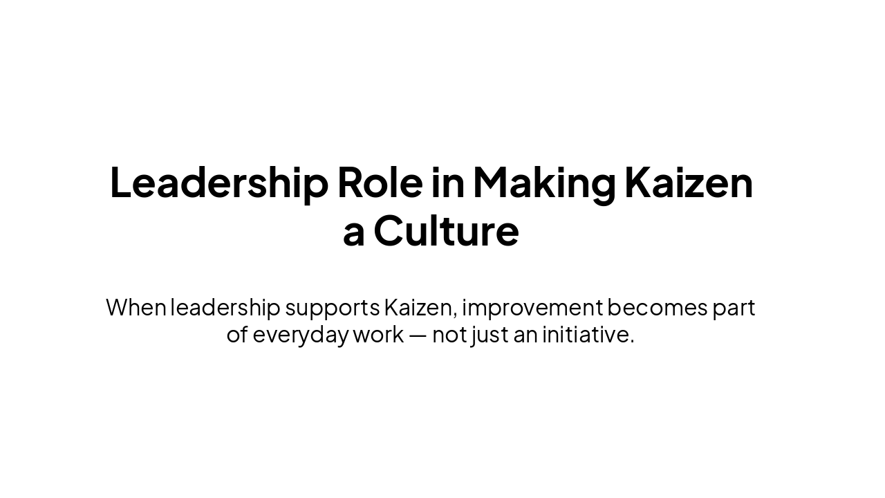 Slide 6 - Leadership Role in Making Kaizen a Culture