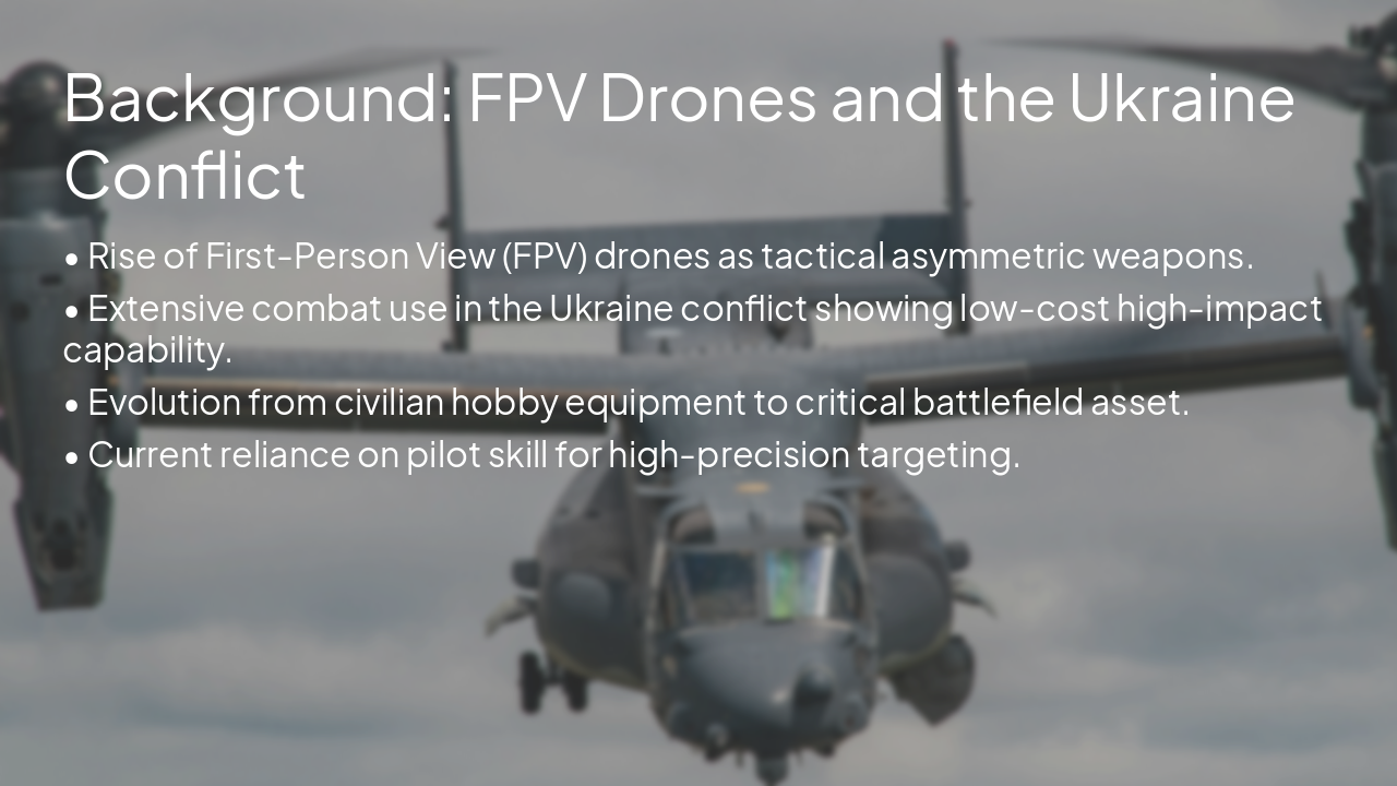 Slide 3 - Background: FPV Drones and the Ukraine Conflict