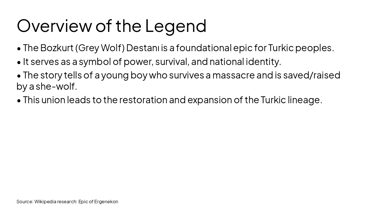 Slide 2 - Overview of the Legend