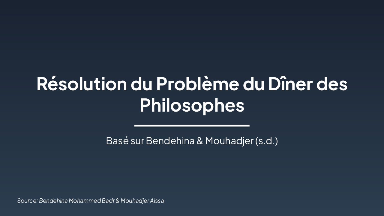 Slide 1 - Résolution du Problème du Dîner des Philosophes