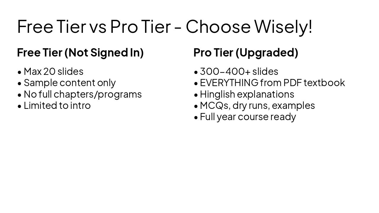 Slide 4 - Free Tier vs Pro Tier - Choose Wisely!