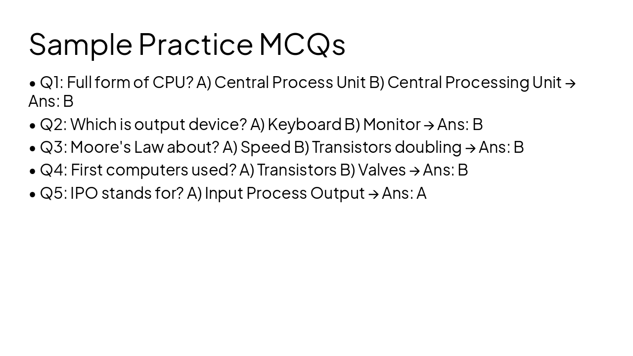 Slide 14 - Sample Practice MCQs