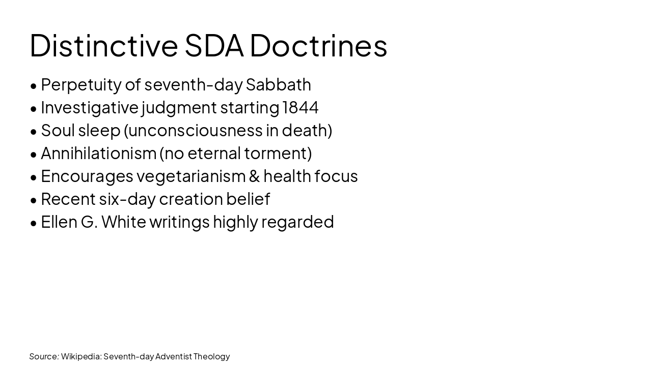 Slide 5 - Distinctive SDA Doctrines