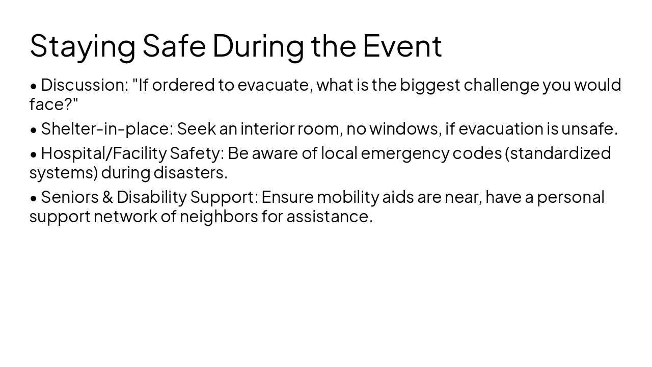 Slide 13 - Staying Safe During the Event