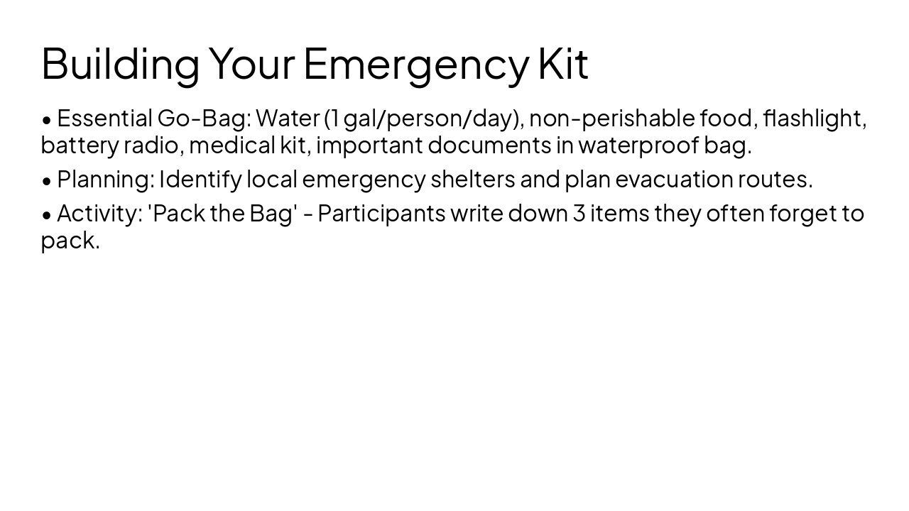Slide 11 - Building Your Emergency Kit