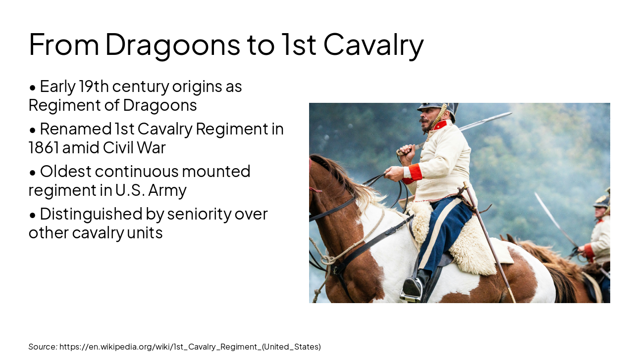 Slide 5 - From Dragoons to 1st Cavalry