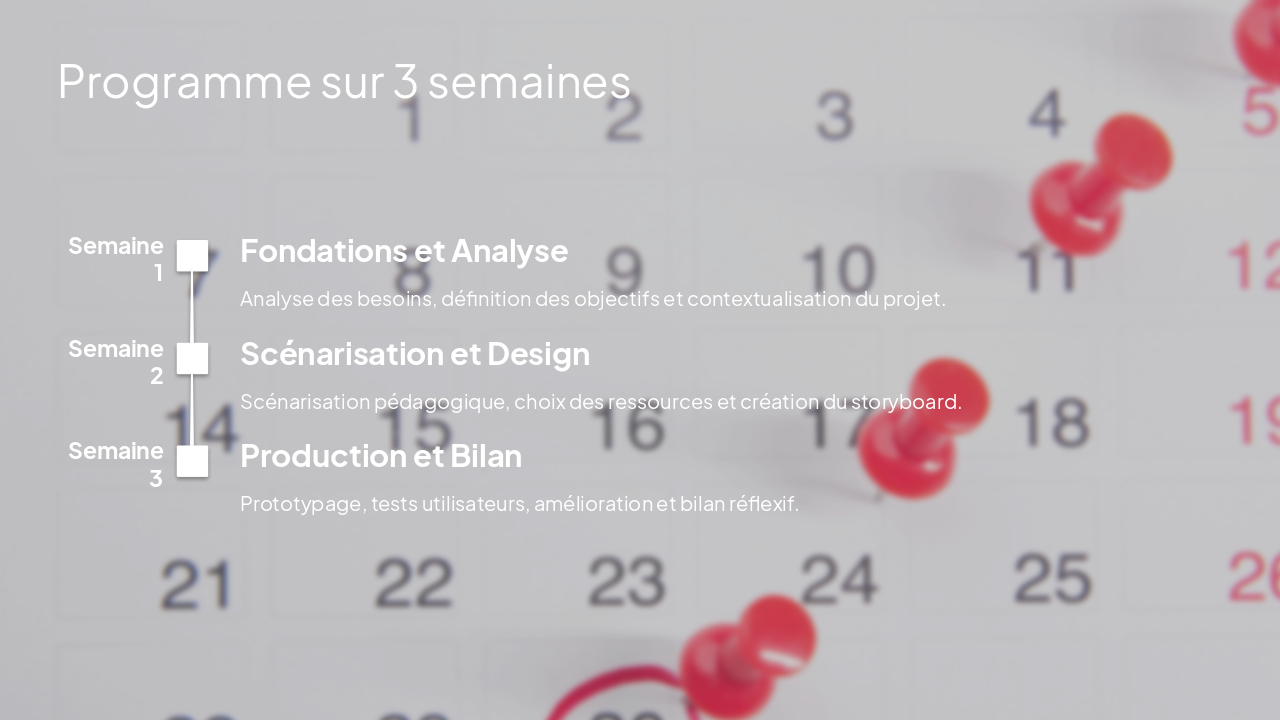 Slide 5 - Programme sur 3 semaines