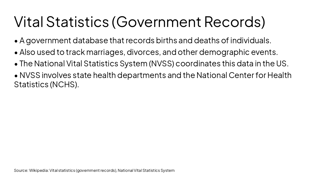 Slide 6 - Vital Statistics (Government Records)