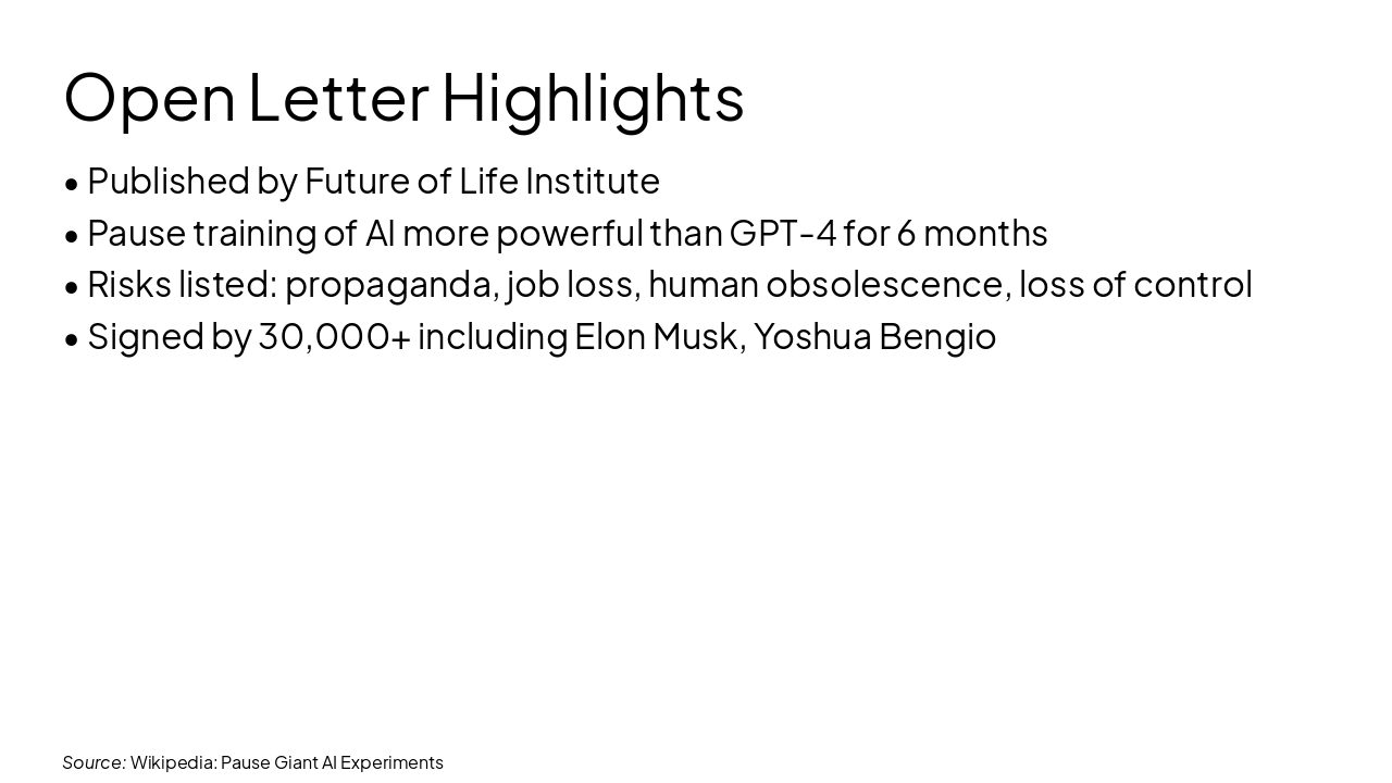 Slide 20 - Open Letter Highlights