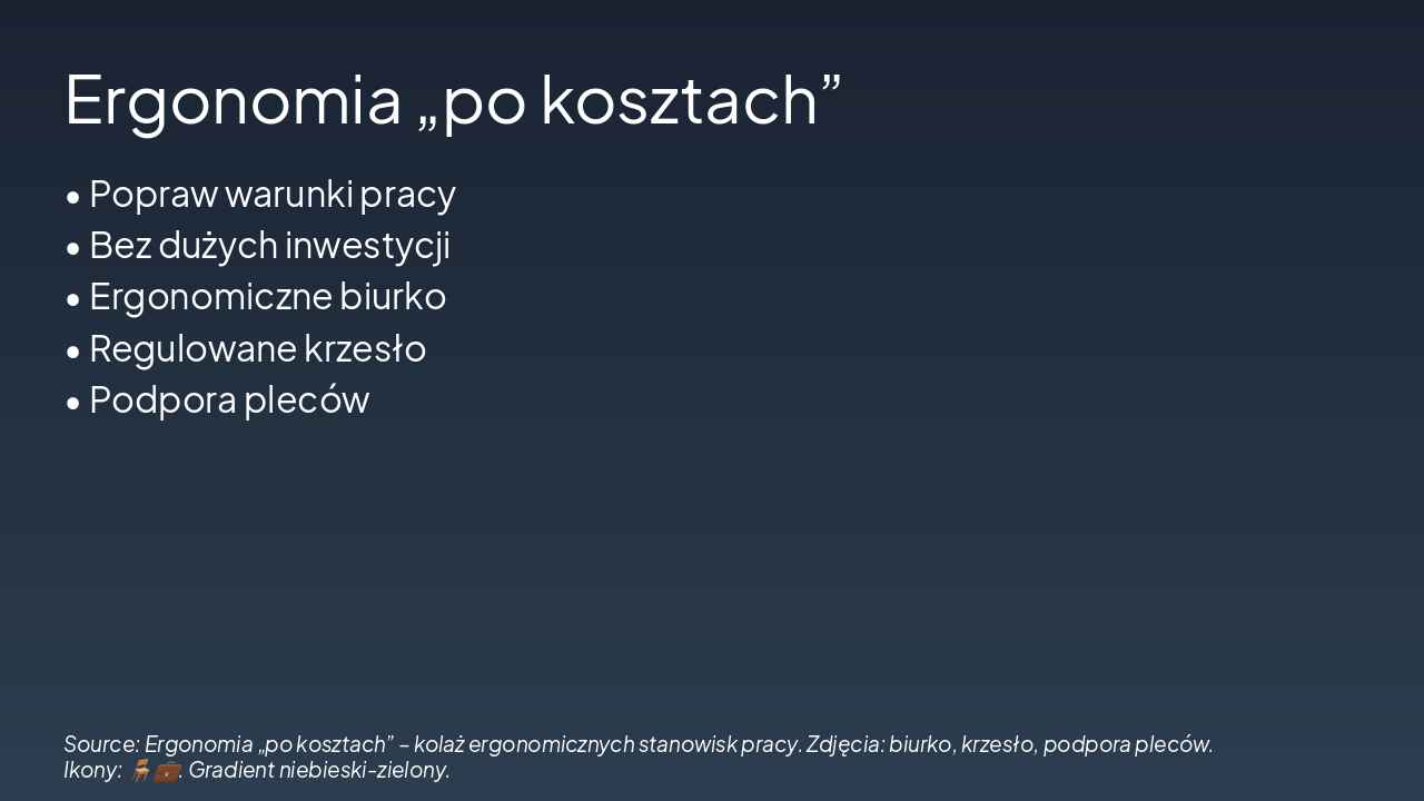 Slide 1 - Ergonomia „po kosztach”