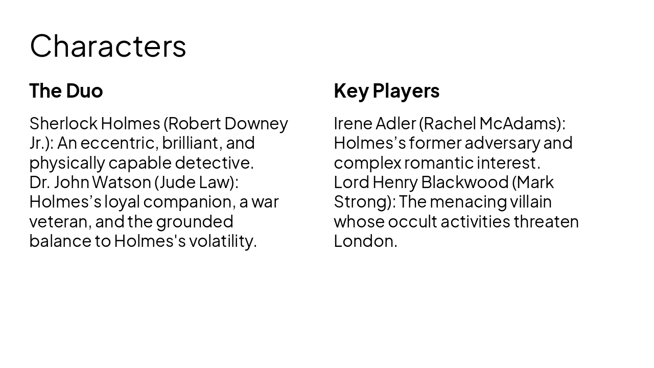 Slide 4 - Characters