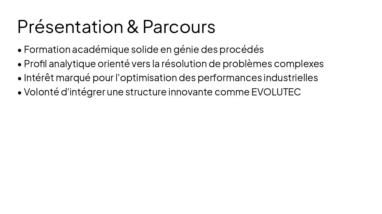Slide 2 - Présentation & Parcours