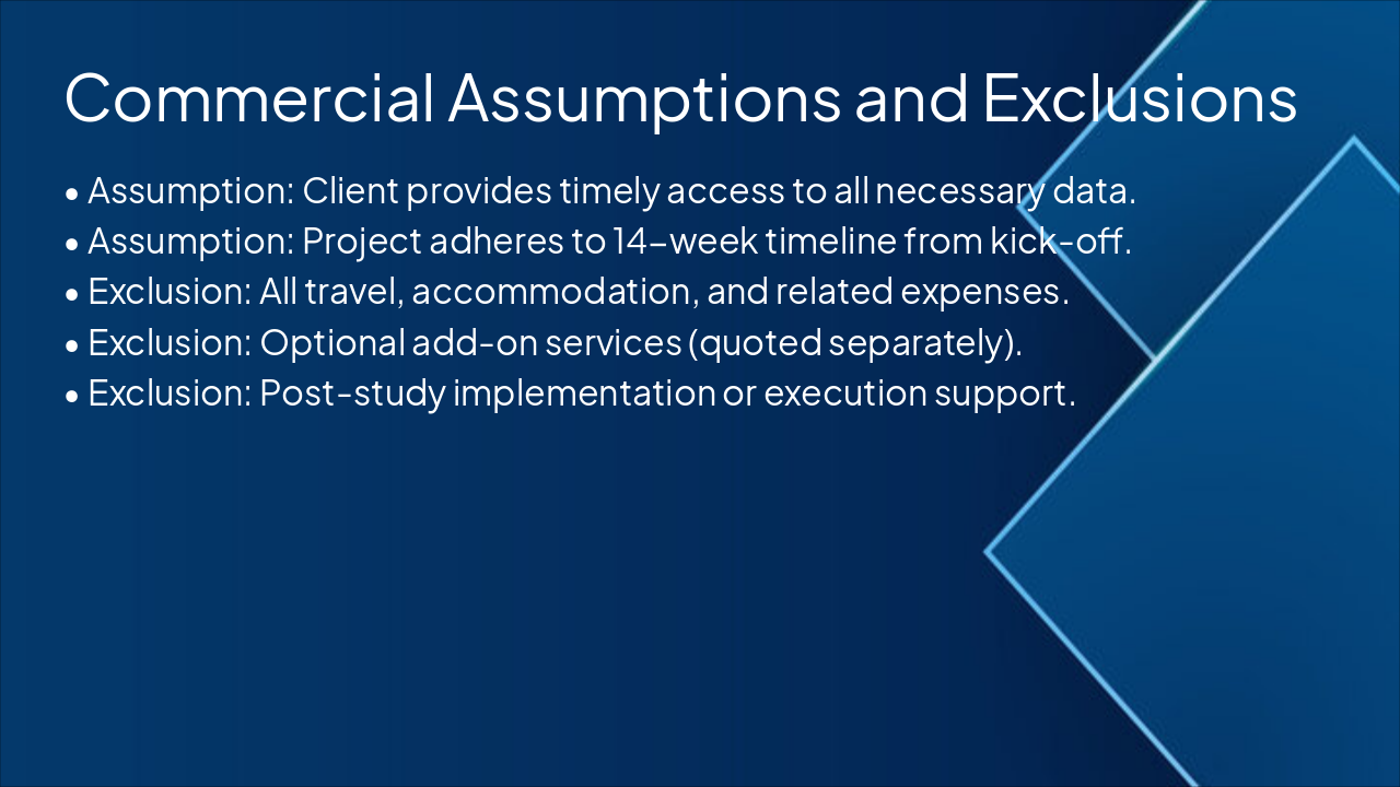 Slide 17 - Commercial Assumptions and Exclusions