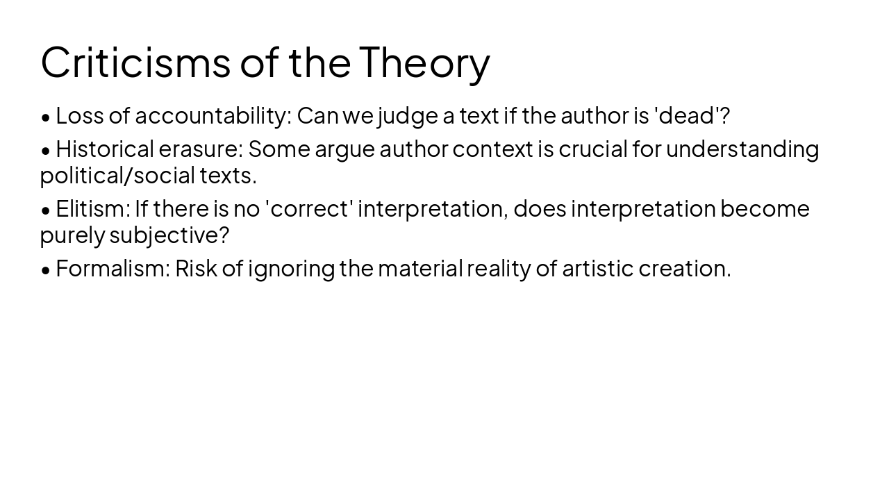 Slide 11 - Criticisms of the Theory