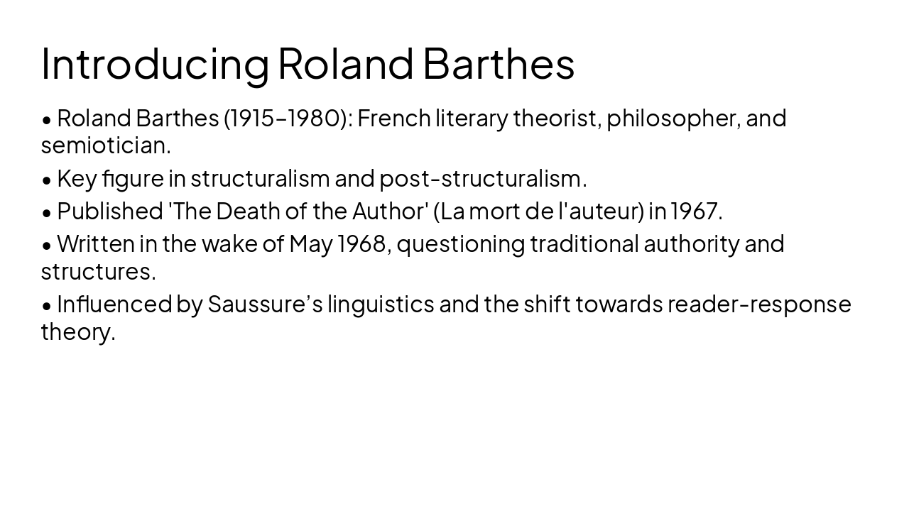 Slide 4 - Introducing Roland Barthes