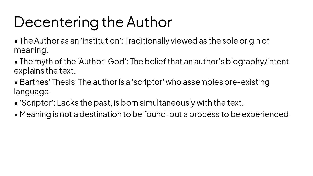 Slide 6 - Decentering the Author