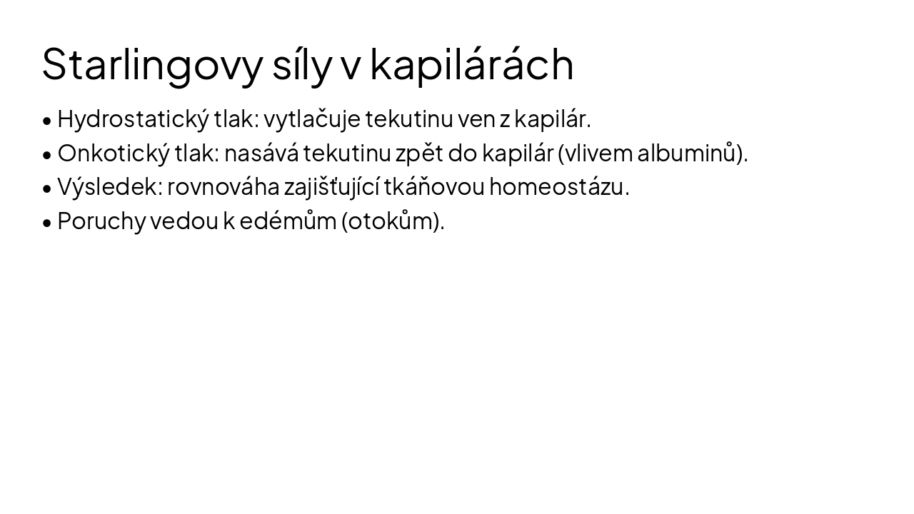 Slide 5 - Starlingovy síly v kapilárách
