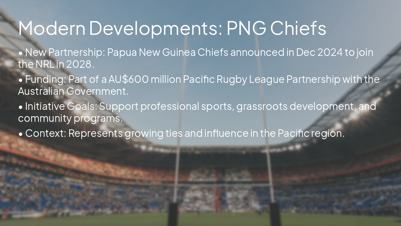 Slide 7 - Modern Developments: PNG Chiefs