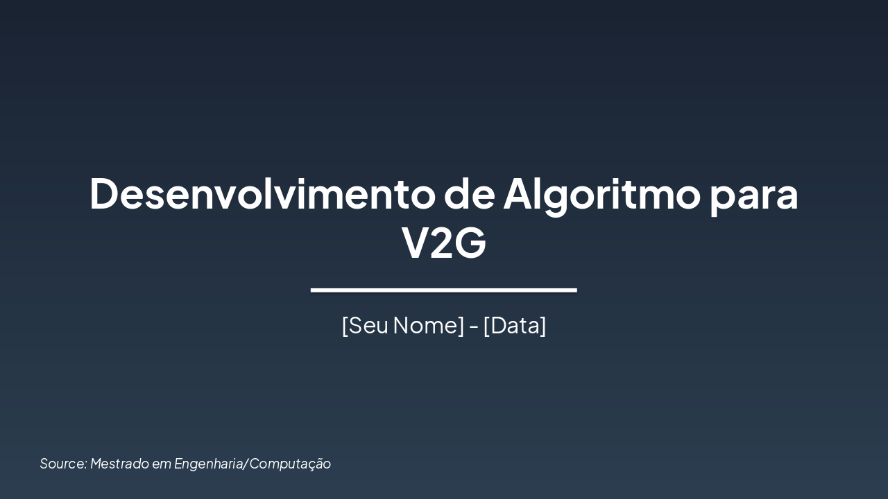 Algoritmo V2G: Otimização Bidirecional