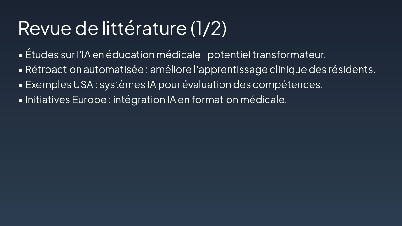 Slide 8 - Revue de littérature (1/2)