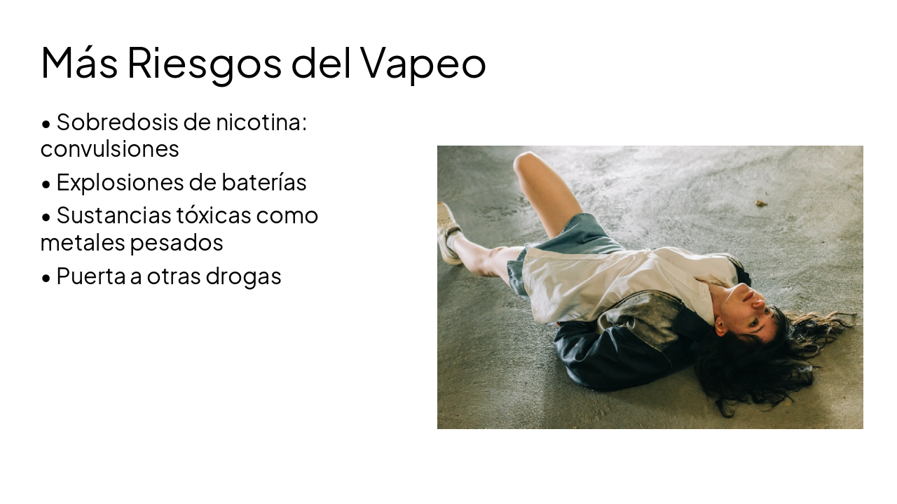 Slide 15 - Más Riesgos del Vapeo