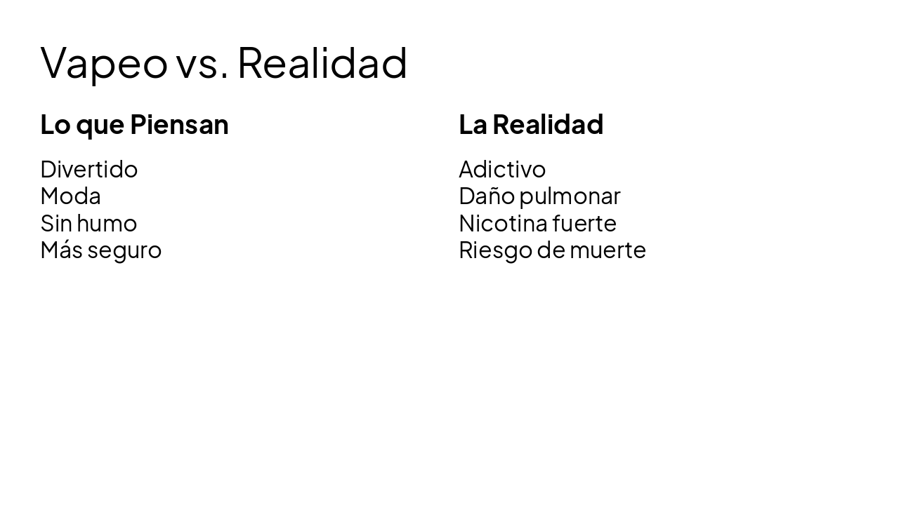 Slide 16 - Vapeo vs. Realidad